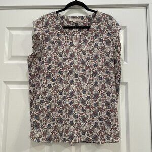 Women's Loft V-Neck Floral Paisley Sleeveless Blouse XL